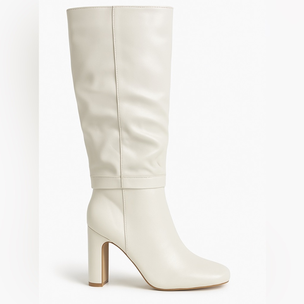 Lulus White Knee-High Heeled Boots